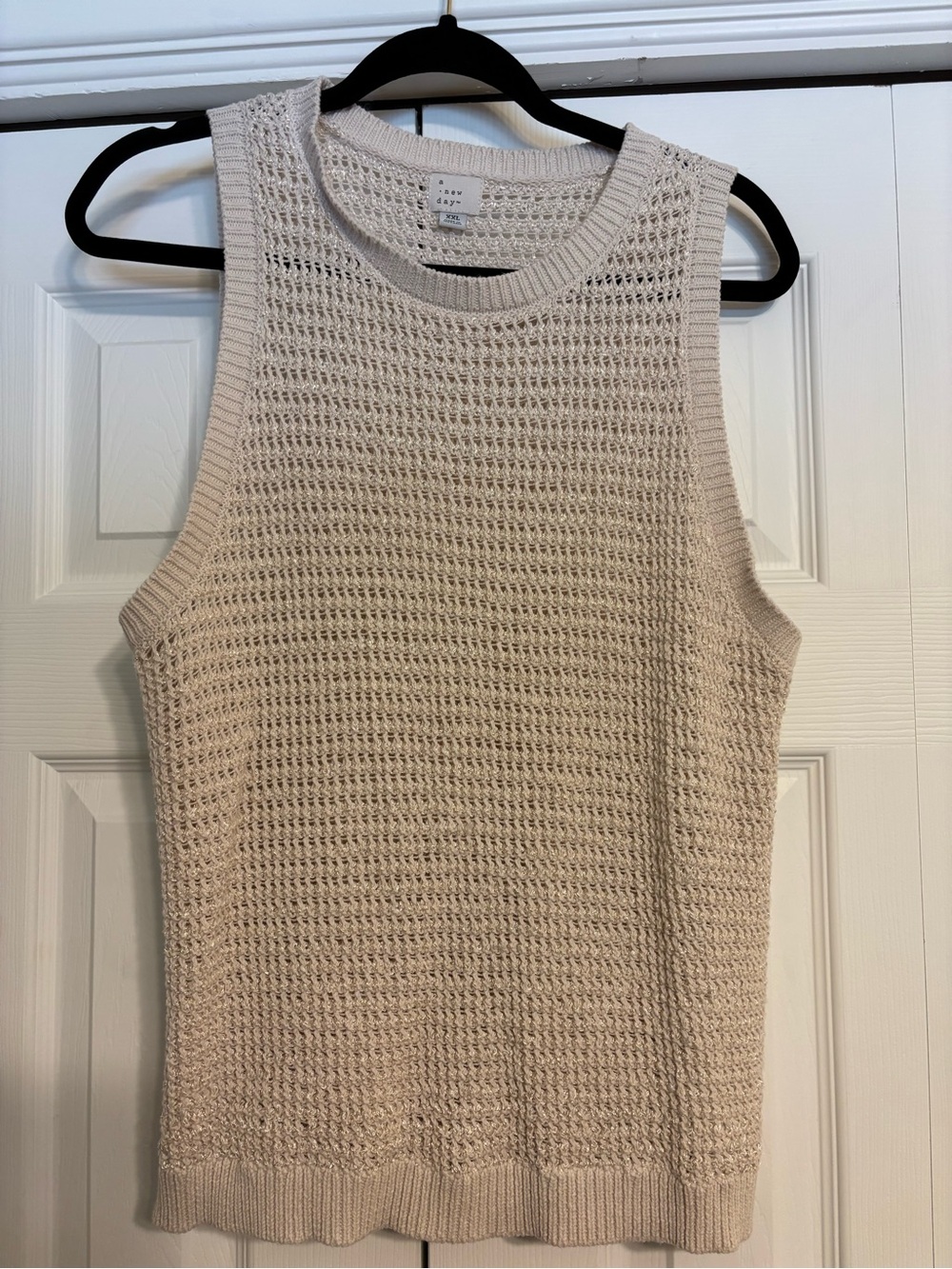 a new day Cream Open-Weave Crewneck Sweater Vest